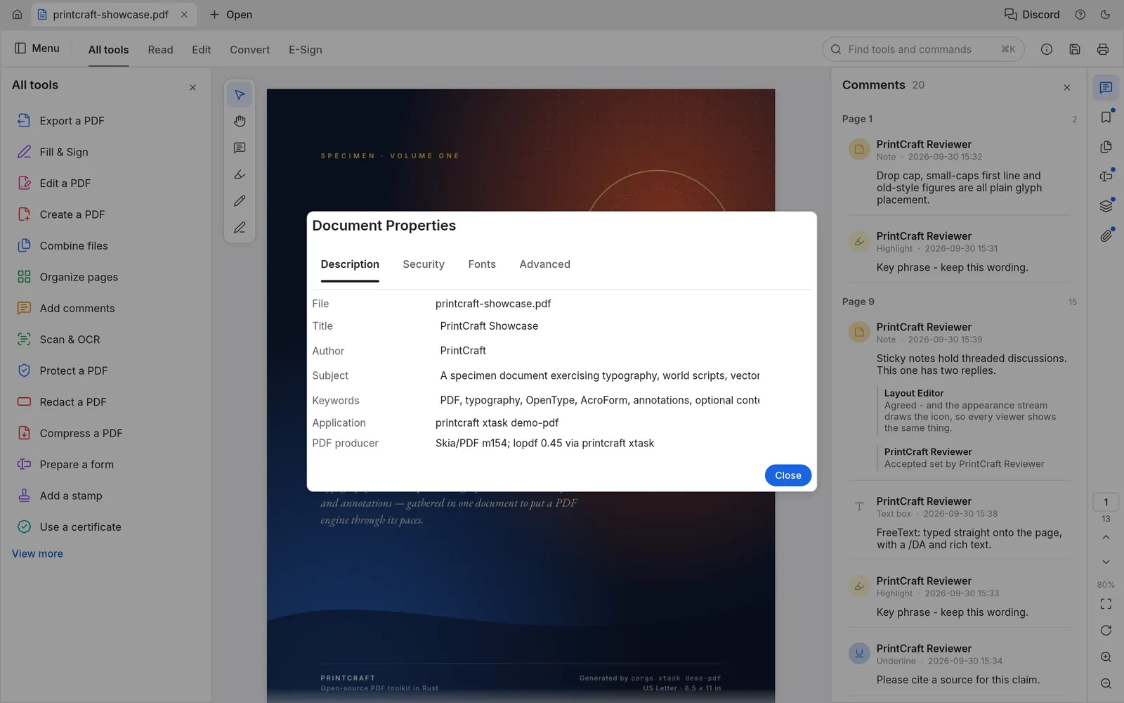 PdfCraft screenshot: Open password-protected PDFs